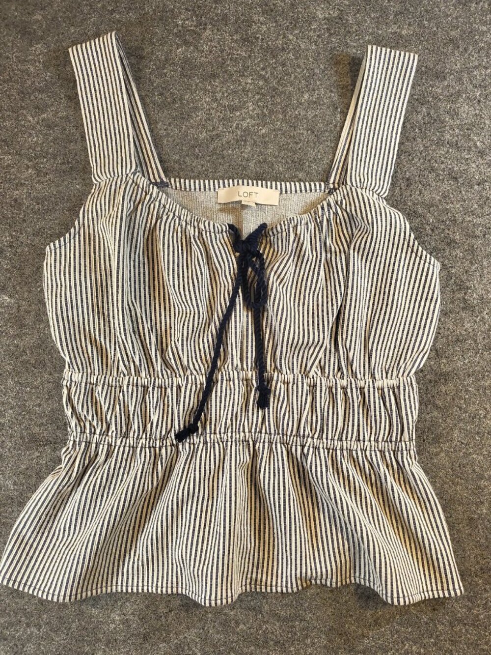 LOFT Striped Sleeveless Peplum Top — Size M
